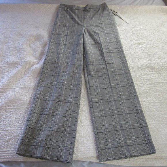 Nicole Miller New York Pants 4 Black/White Plaid Wide Leg - Picture 5 of 7